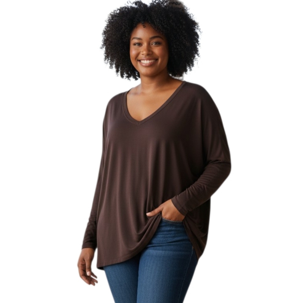 SO Women's Black V-Neck Long Sleeve Top Sz.3X EUC.